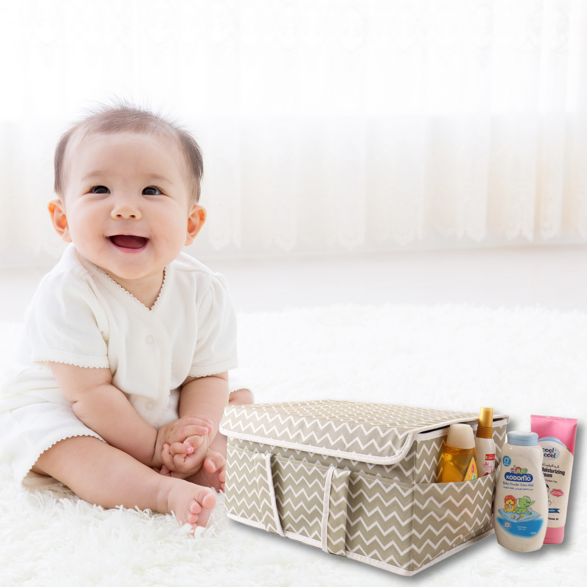 Qoolish Baby Diaper Storage Organizer with Lid