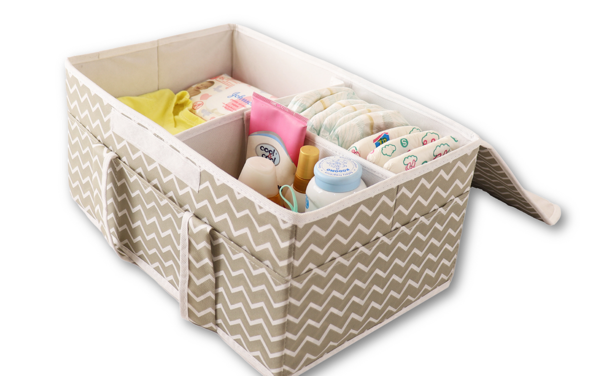 Qoolish Baby Diaper Storage Organizer with Lid