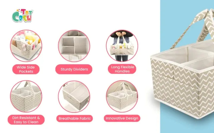 Qoolish Baby Diaper Storage Organizer with Lid